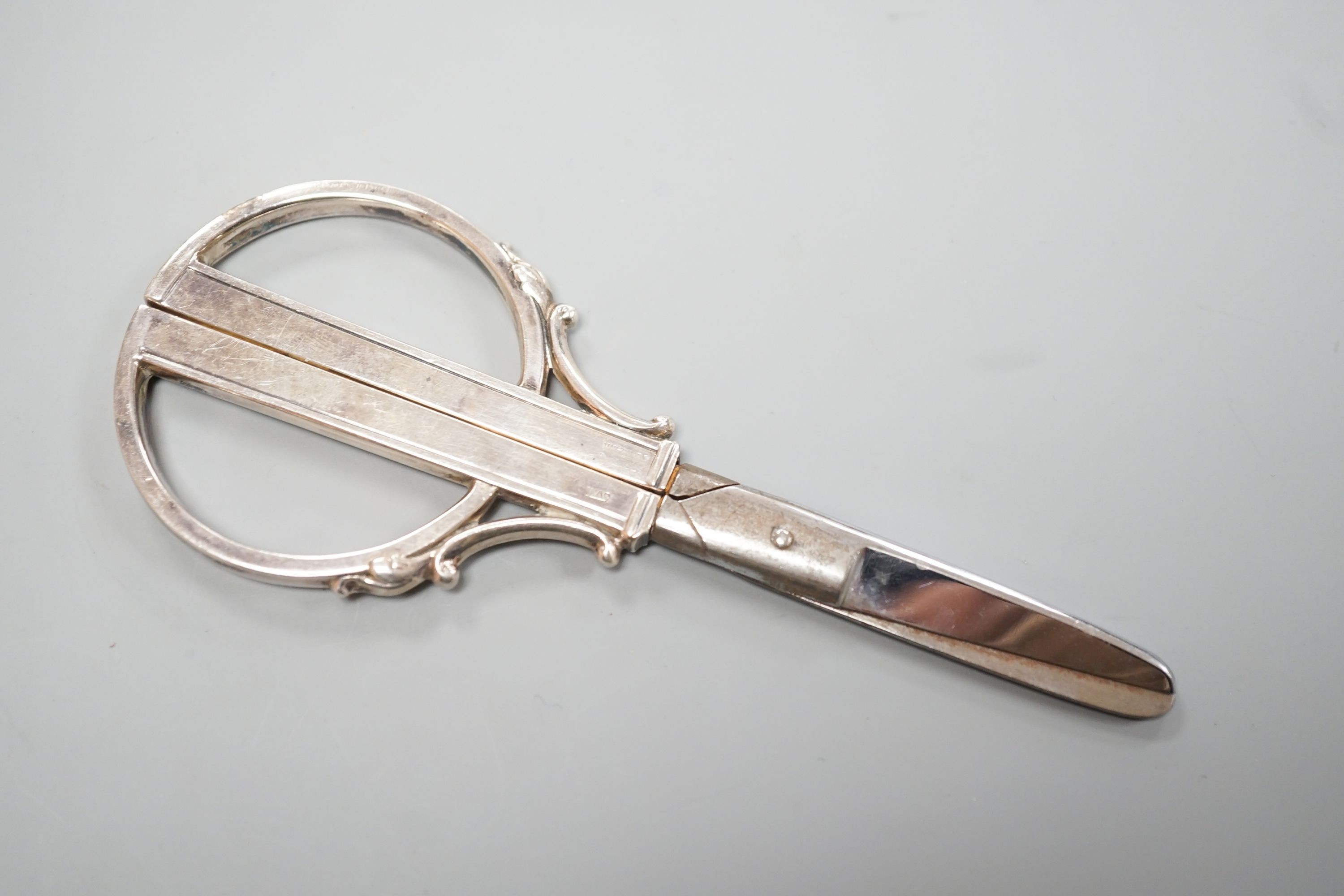 A pair of mid 20th century Danish sterling and steel scissors, by Svend Toxvaerd, 14.7cm.